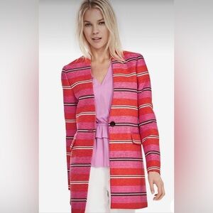Banana Republic Pink Stripe Coat Women Size M